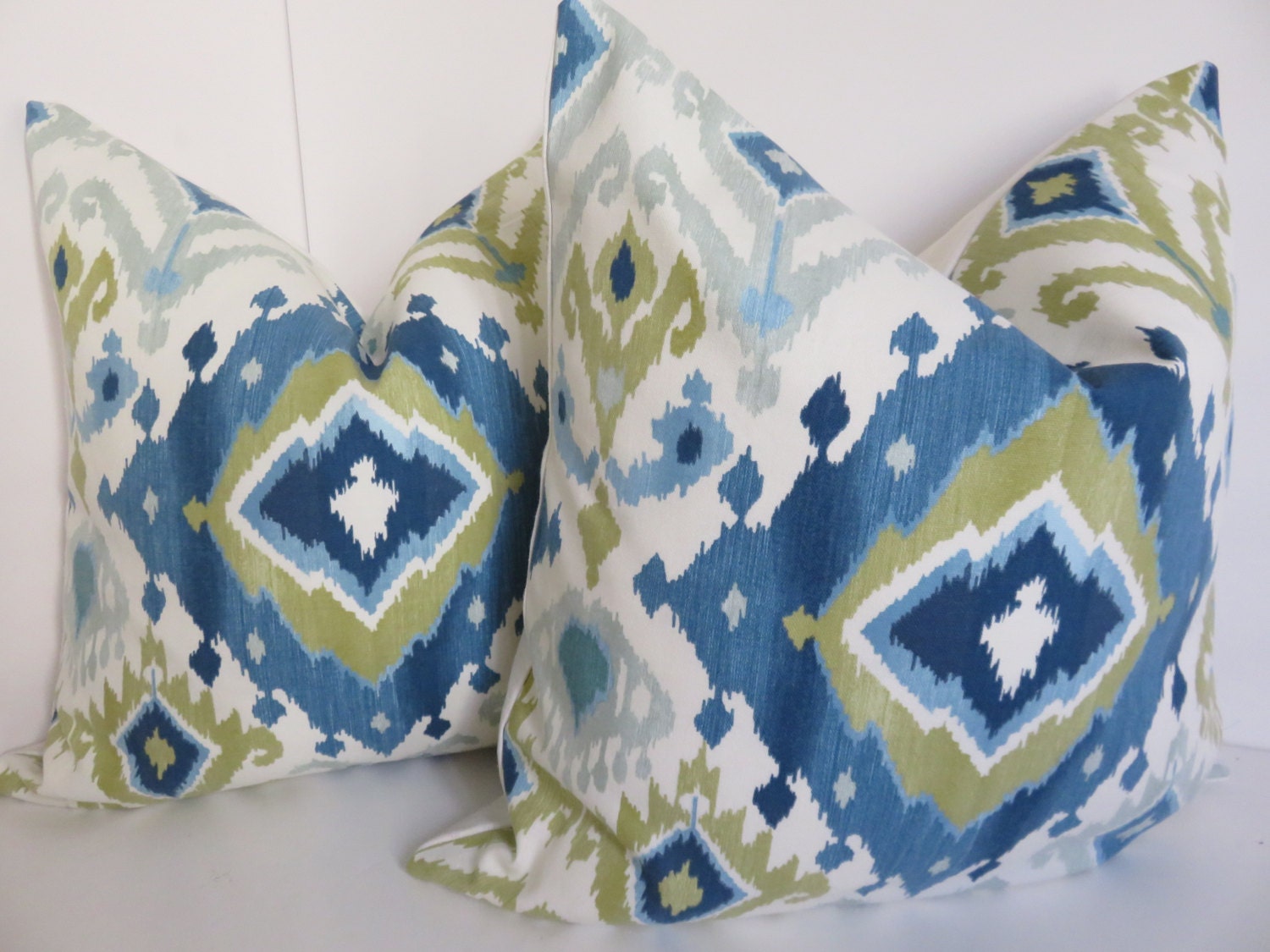 Ikat Blue And Cream Pillow Covers Sky Blue Pillow CoverCream