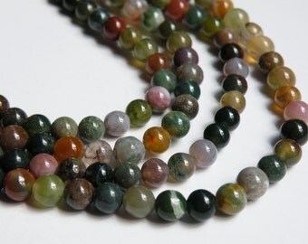 Natural earthy Fancy Jasper gemstone round 6mm full strand 1007PS