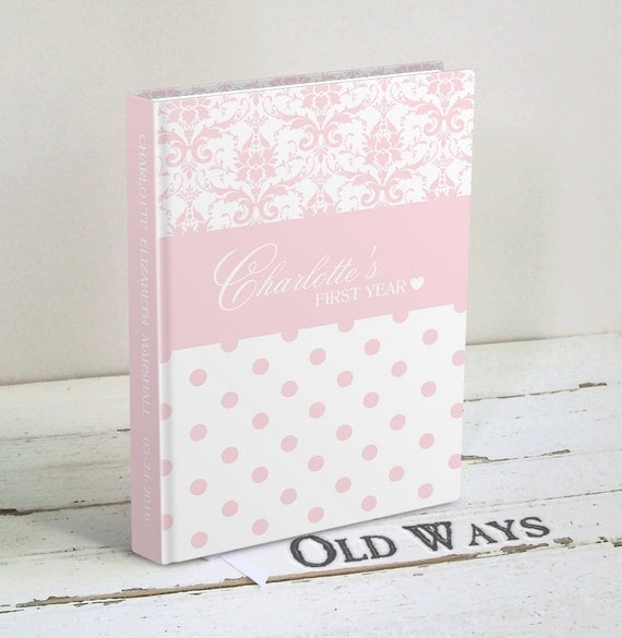 Pink and White Baby Journal Custom Diary for Baby's First