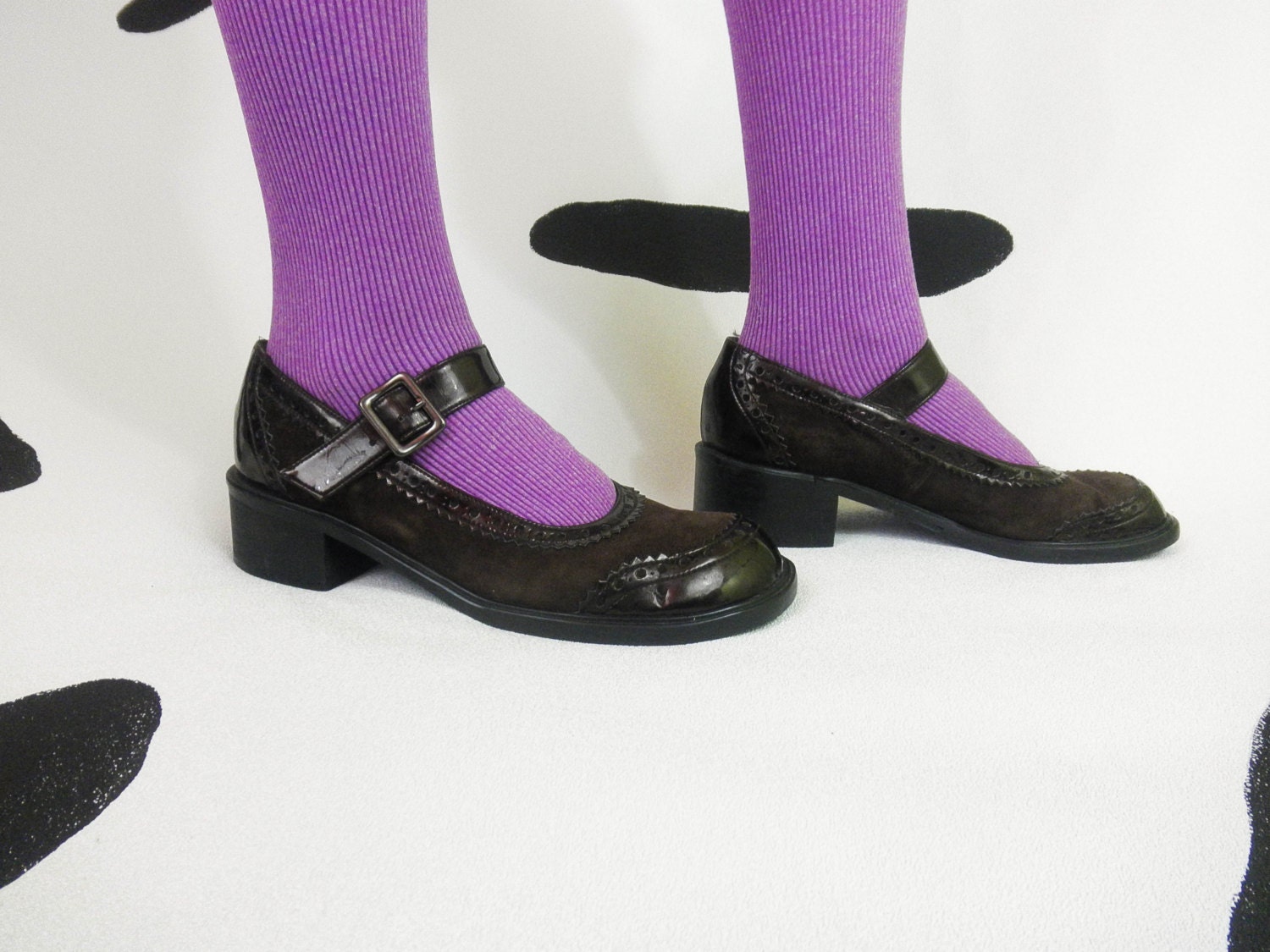 90s Brown Chunky Wingtip Mary Janes / Low Heel by badatpettingcats