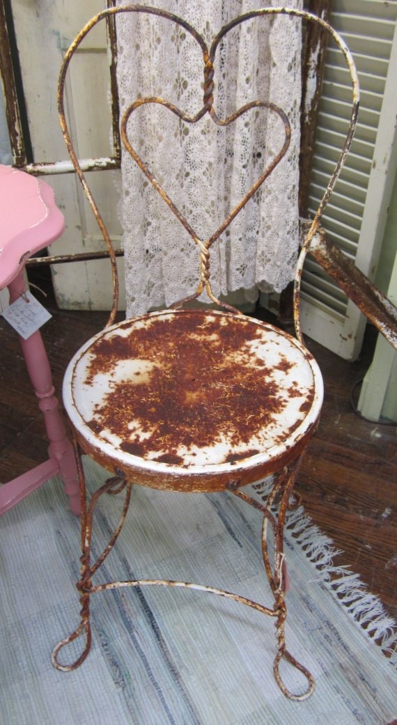 Shabby Chic Wrought Iron Garden Chair Prairie Style Ice Cream Chair
