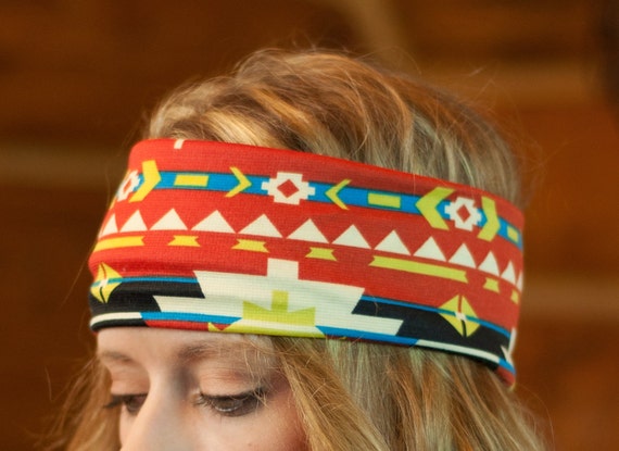 Wide Aztec Headband Adult Headband Womens Headband Tribal 9326