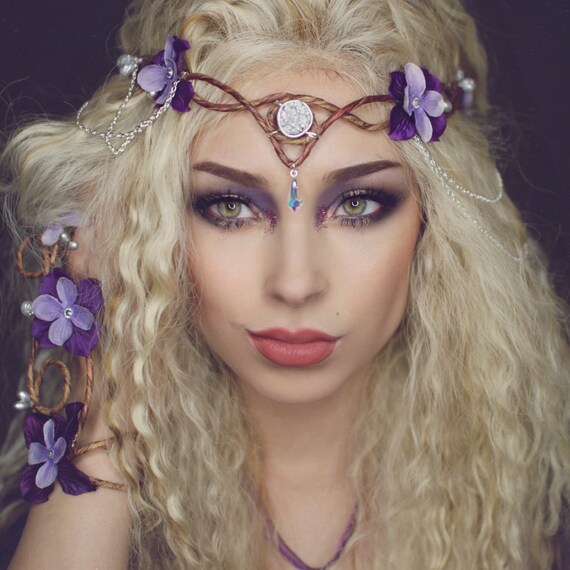 Purple and lavender elven headpiece