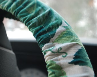 Steering Wheel Cover Green leaves pattern
