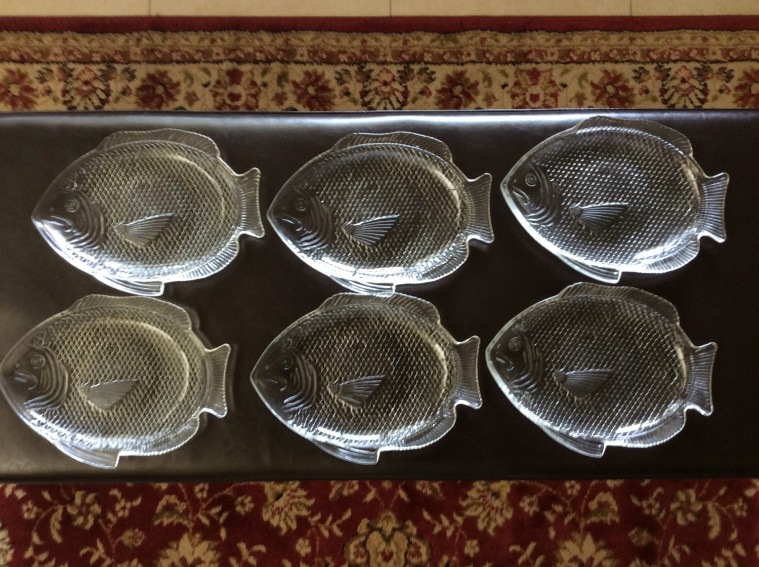 Vintage Clear Glass Fish Plates / Platters / Retro by TillyFritz