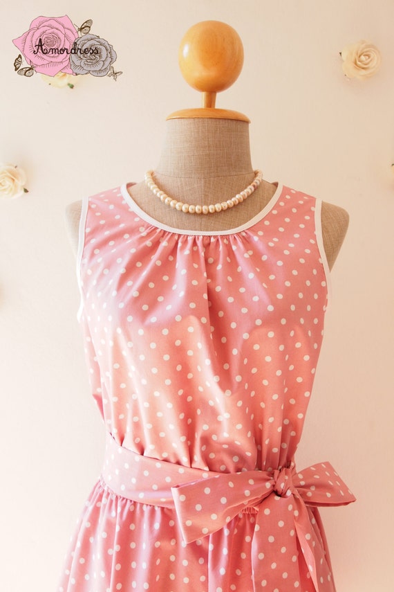 Pink Party Dress Pink Dress Polka Dot 50's Vintage Summer