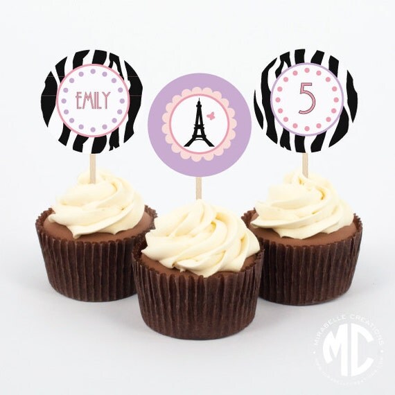 Fancy Nancy Inspired / Parisian Printable Digital Party Circles / Cupcake Toppers -- Mirabelle Creations Il_570xn