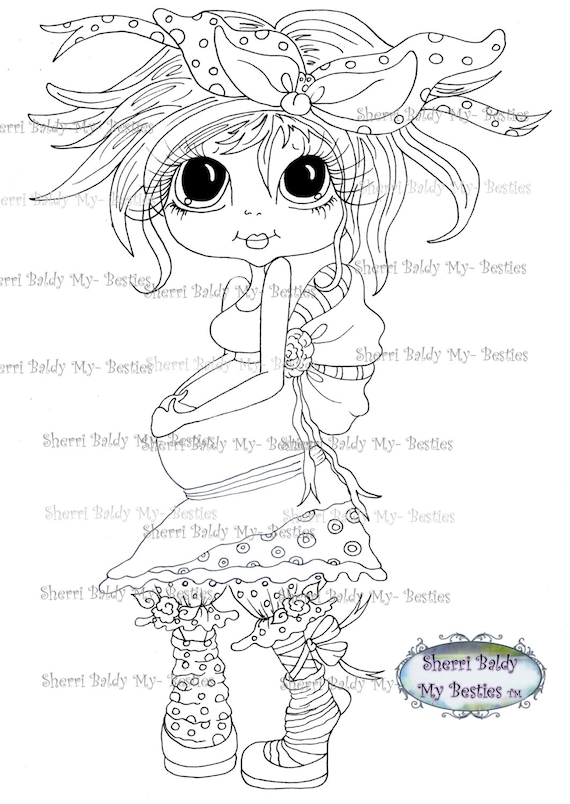 INSTANT DOWMLOAD Digital Digi Stamps Big Eye Big Head Dolls Digi Expecting Img905By Sherri Baldy