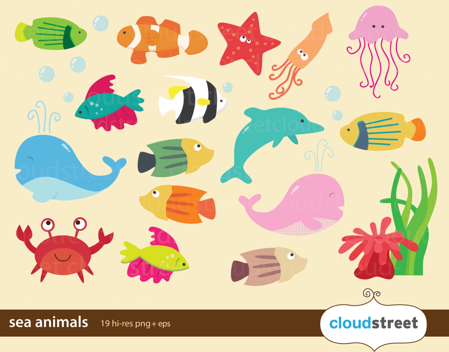 underwater creatures clipart - photo #28