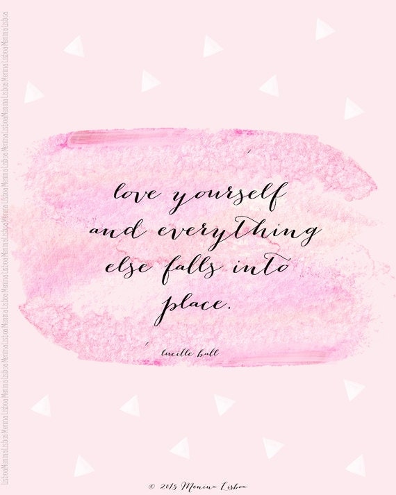 Love Inspirational Quote Watercolor Art Print Pink by MeninaLisboa