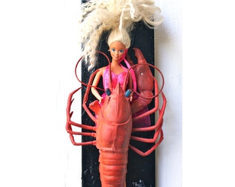 Barbie Lobster pop art Dali Chris Riggs sculpture painting modern art contemporary funky surreal fine surrealism toy found object wood dada