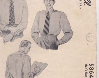 1940's Sewing Pattern - McCalls 5864 Mens Shirt Size 38