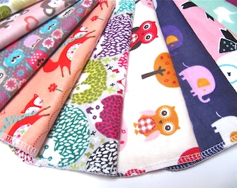 Cloth Napkins, 5 or 10 Girls Mixed Prints, Unpaper Napkins, Back To School Lunch Box Napkins