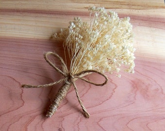 Rustic Baby's Breath Wedding Boutonniere
