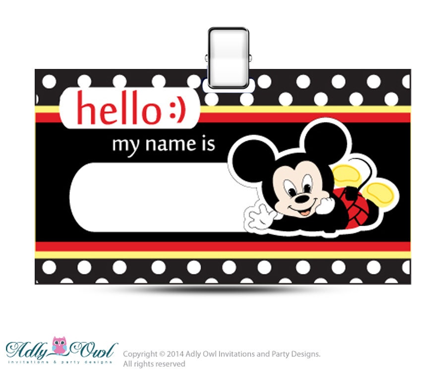 mickey mouse guest name tags for mouse birthday or by adlyprints