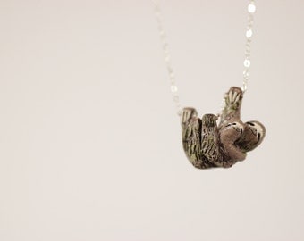 Mother and Baby Sloth Necklace, Tiny and Elegant- Made To Order