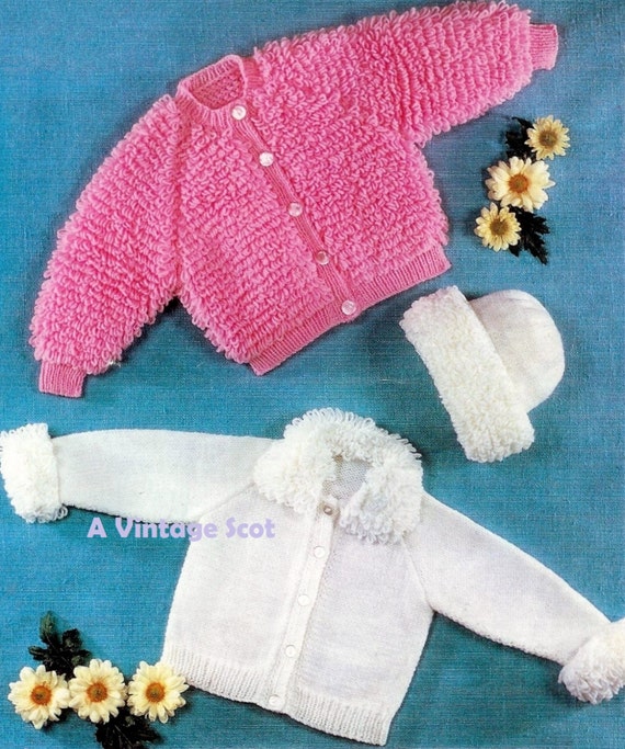 Baby Loopy Jackets 2 styles and Hat in Dk 8 ply yarn for 20
