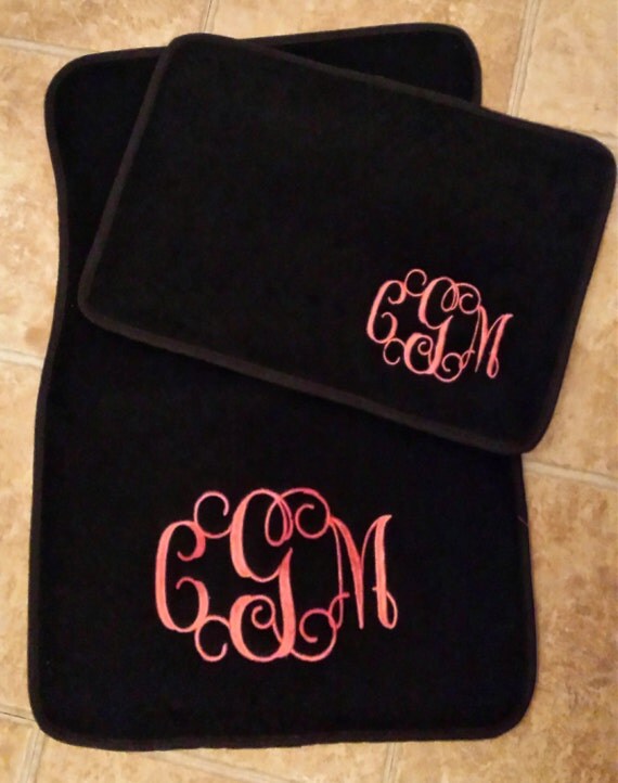 Monogrammed car mats embroidered not vinyl by UptownSprouts