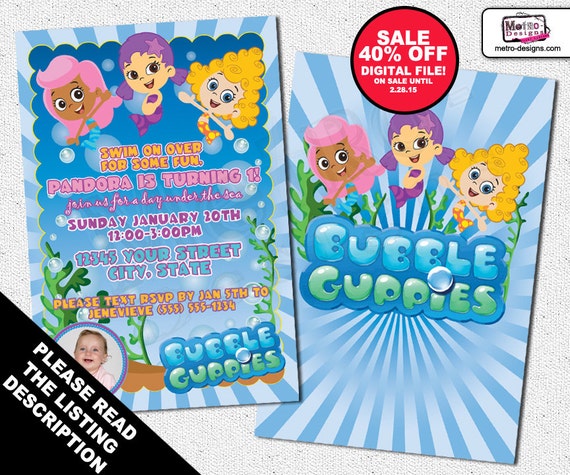 SALE - Bubble Guppies Invitations, First Birthday Invitations, Birthday Invitations, Bubble Guppies Invitation, Bubble Guppies Birthday Il_570xn