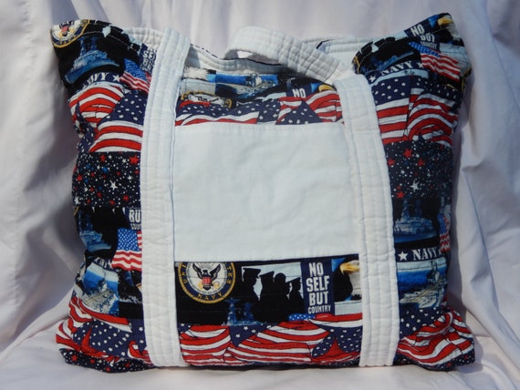Navy Quilted tote Bag
