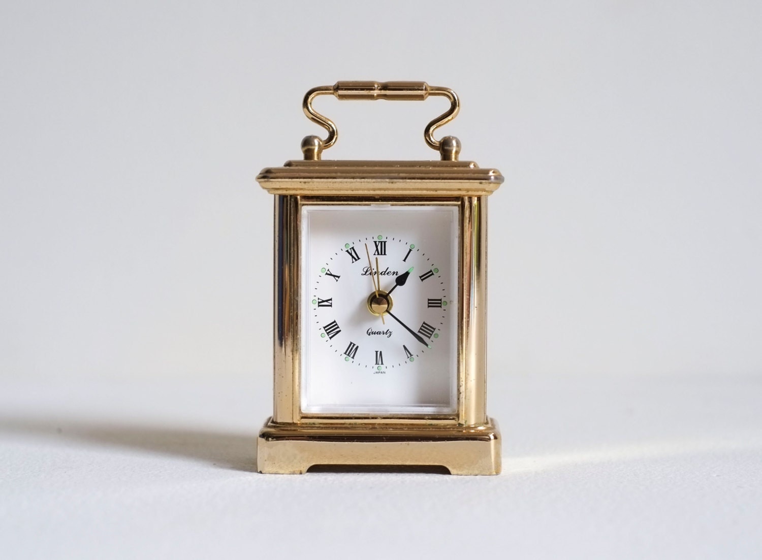 Linden Japan Quartz Vintage Modern Brass Desk Mantle Clock