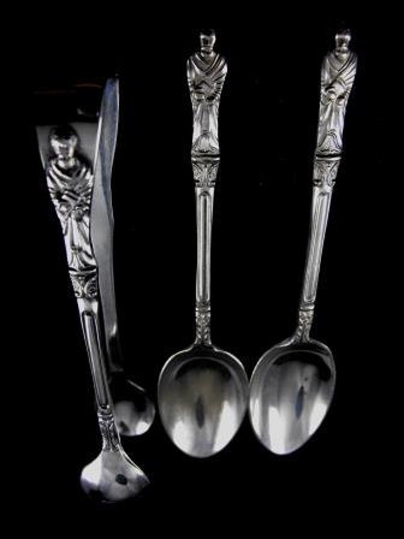 EPNS Spoons Apostles Motif Demitasse Sugar Tongs Hallmarked