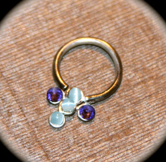 Items similar to Small Nose Ring, Blue Purple Beaded Nose Ring, Nose ...