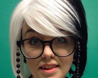 Cruella // Black and White Full Synthetic Wig