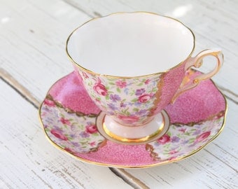 Tea Set, Vintage English Fine Bone China by Royal Standard, Footed Tea Cup and Saucer, Tea Party, Gifts for Her