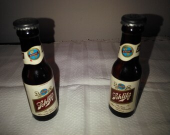 Vintage Schlitz Beer Bottle Salt and Pepper Shaker Set
