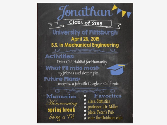 College Graduation Chalkboard printable DIY by redmorningstudios