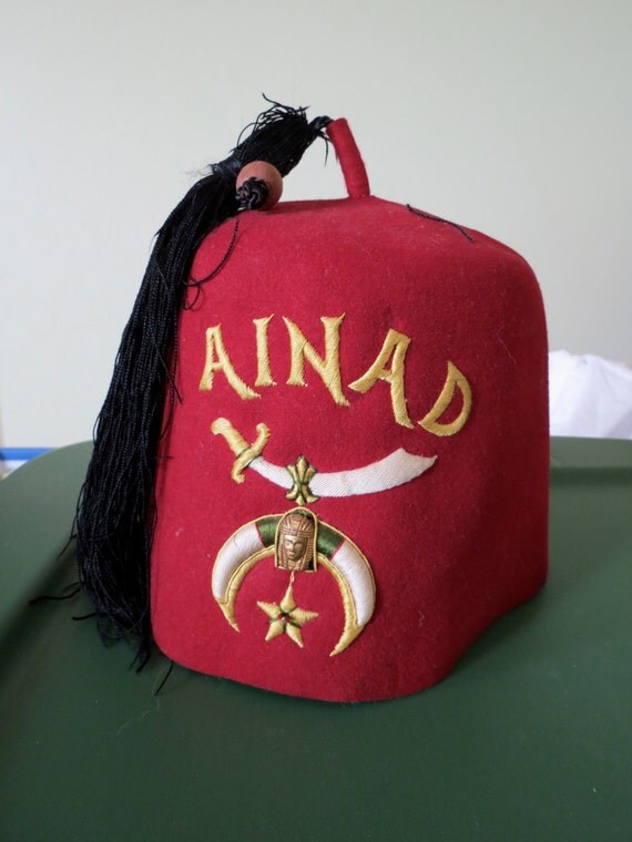 1950's Ainad Shriners REd Felt Fez with by silkwoolcotton on Etsy