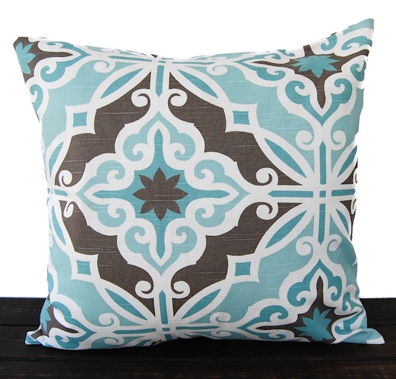Items similar to Throw pillow cover cushion cover gray brown light blue white pillow case ...