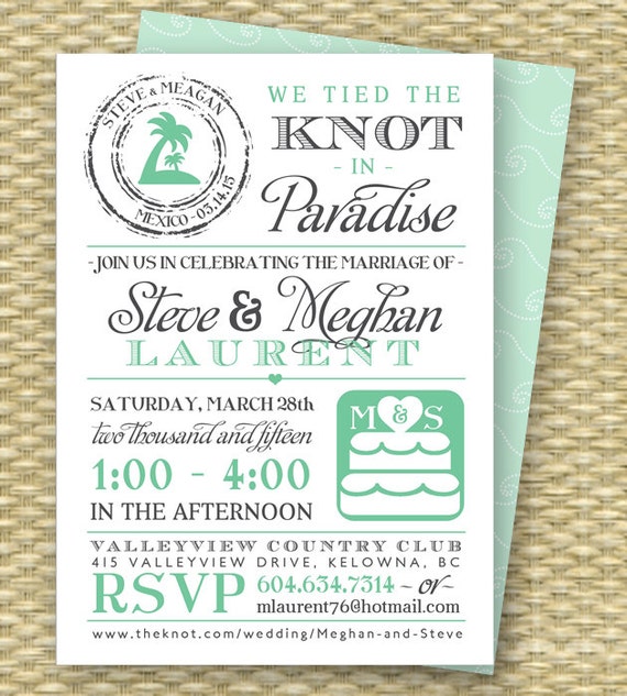 Destination Wedding Reception Back Home Invitations 8