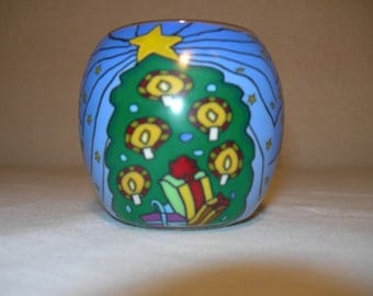 fimo glass votive candle holder (Christmas tree)