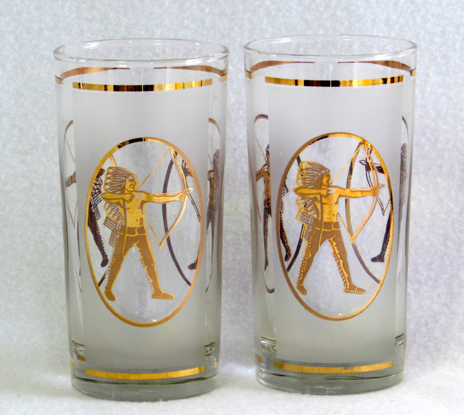 22K Gold Gilded Culver Inspired Glasses Pair RARE Indian