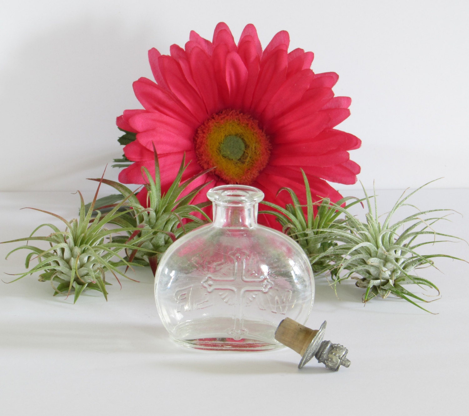 RARE Antique Victorian Holy Water Bottle Original Crown