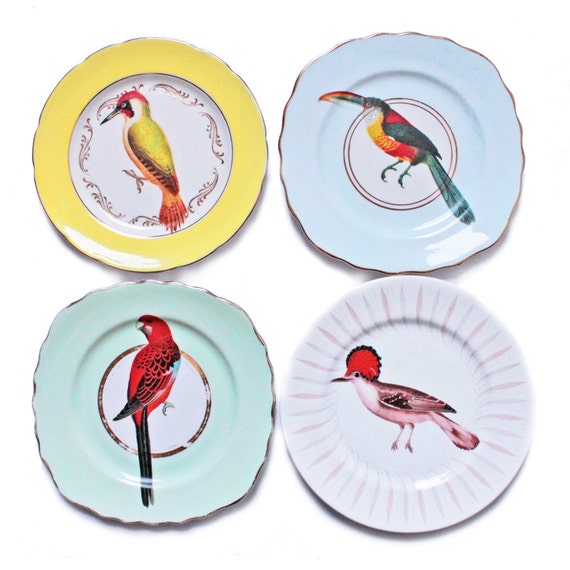 Beautiful Birds plate set by yvonneellen on Etsy