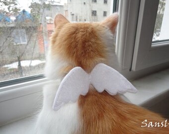 Cat collar-adjustable collar-custom collar-crochet cat collar-cat accessories-angel-Adjustable cat collar white with Bell