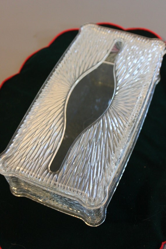 Vintage Clear Acrylic Mid Century Tissue Box Holder kleenex