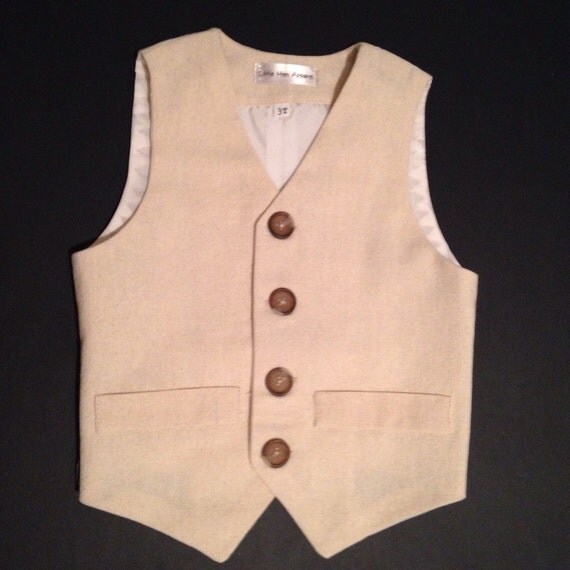 Khaki Linen Boys Vest Formal Wear childs vest kids vest by MzAnns