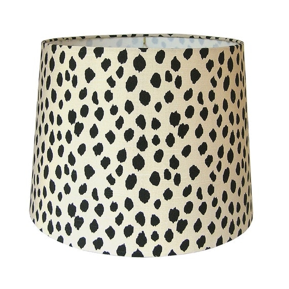 Lamp Shade Lampshade Dotted Fabric Beige Black Dots Animal