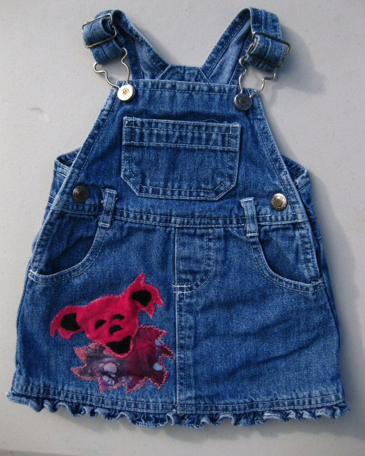 Upcycled Baby Girls Denim Jumper with by DragonFlyZThreadZ on Etsy