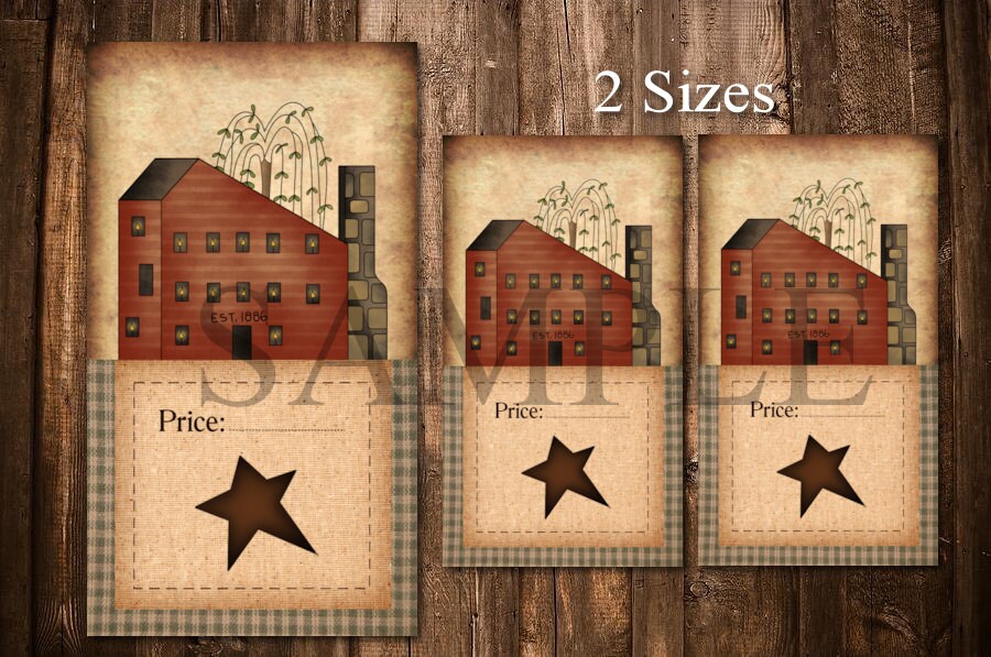 Printable Primitive Hang Tags Digital Price Tags Saltbox