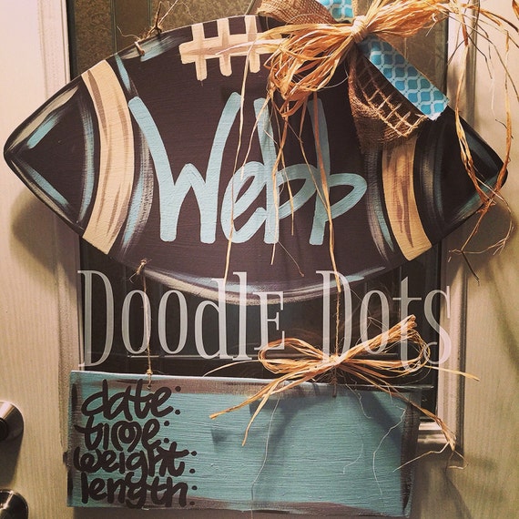 Items similar to Football Baby Door Hanger w/o verse on Etsy