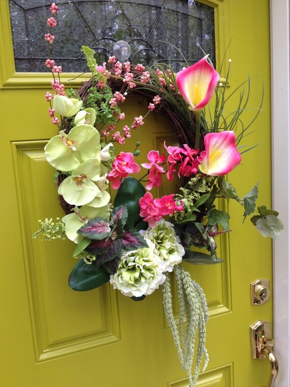 TROPICAL WREATH Front Door Indoor by CustomFloralDesigns