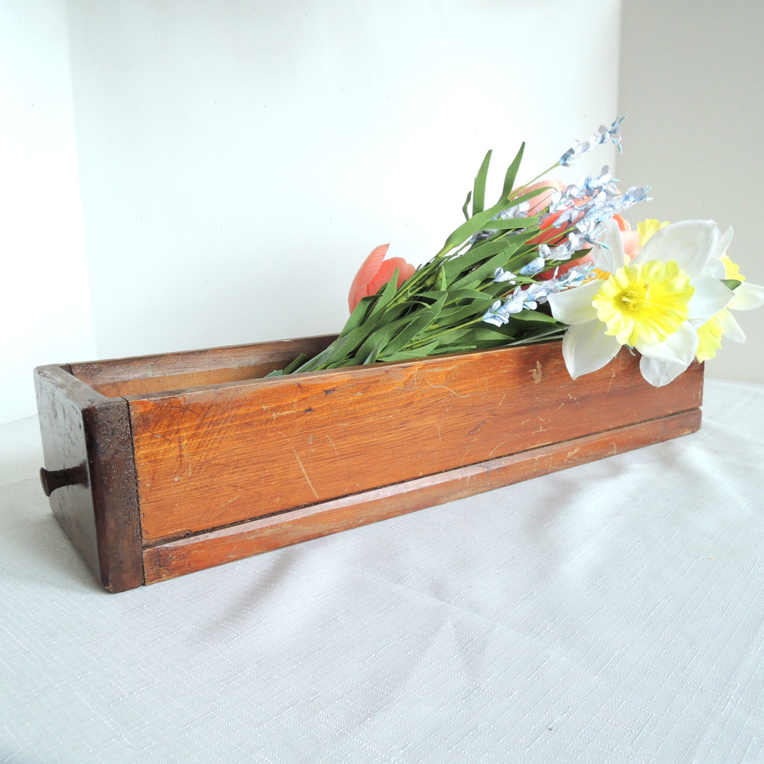 Long Wooden Box Planter Toolbox Display by BlueBarnCollectibles