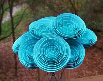 Paper Flower Bouquet - Robins Egg Blue Paper Flower Bouquet for Weddings, Brides, Weddings, Showers, Birthdays, Mother's Day