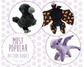 Most Popular Plush Sewing Pattern Bundle - Dragon, Crow/Raven, Bat