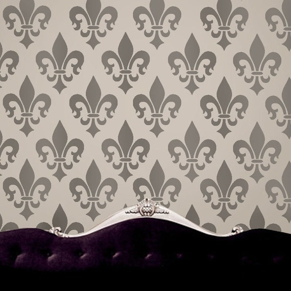Fleur de lys stencil shabby chic decor paint walls fabrics